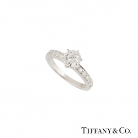 Tiffany & Co. The Tiffany Setting with Diamond Band Ring 0.75ct F/VS1